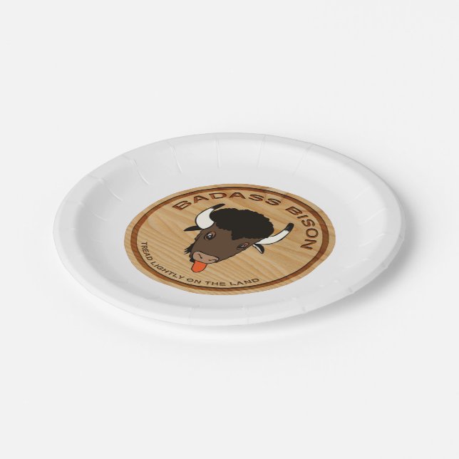 Badass Bison Farm Logo Paper Plate (Angled)