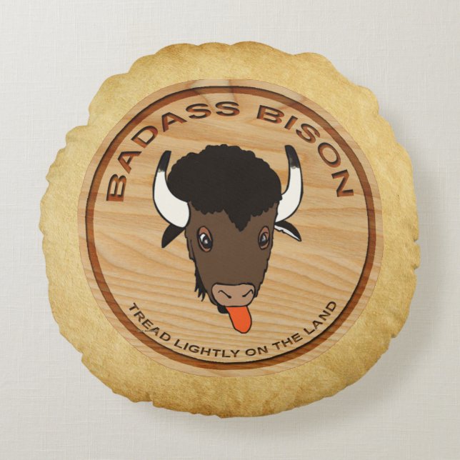 Badass Bison Farm Logo Round Cushion (Front)