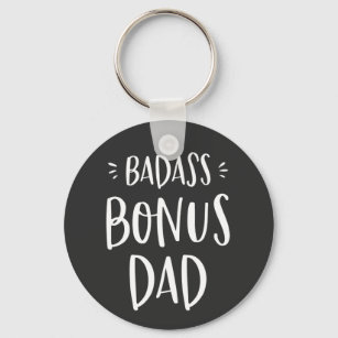 Badass Bonus Dad Cool Stepdad Gift for Stepfather Key Ring