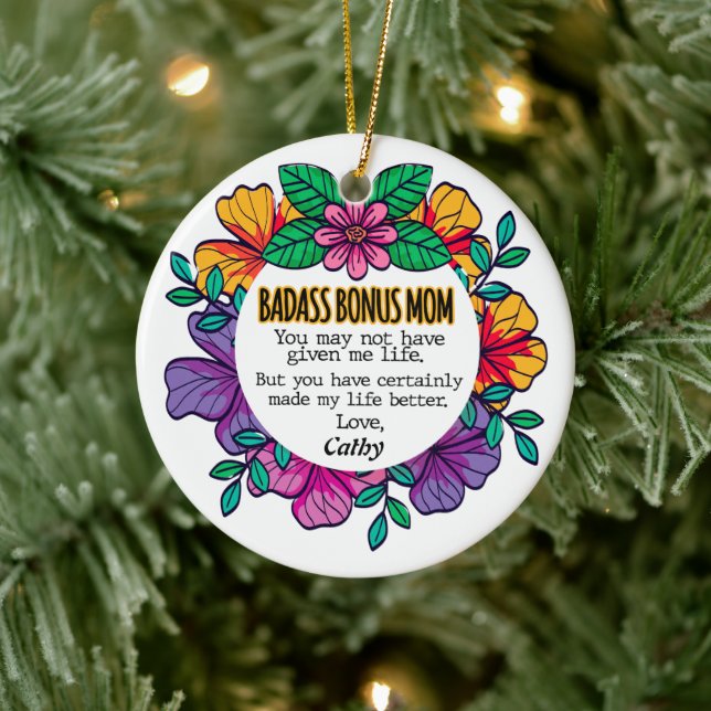 Badass Bonus Mum Ceramic Ornament (Tree)