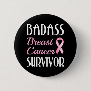 Badass Breast Cancer Survivor Pink Ribbon 6 Cm Round Badge