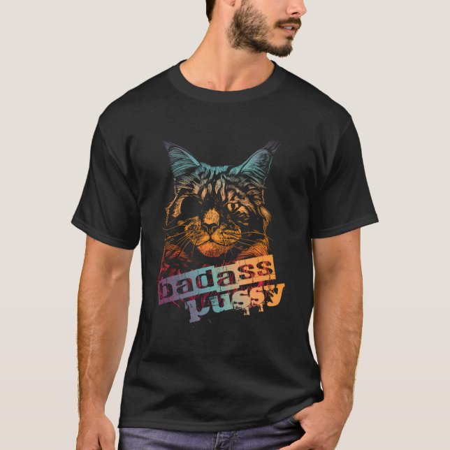 Badass Cat With Eye Patch T-Shirt (Front)