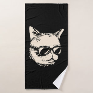 Badass cat with sunglasses cattitude bath towel