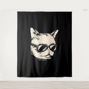 Badass cat with sunglasses cattitude tapestry