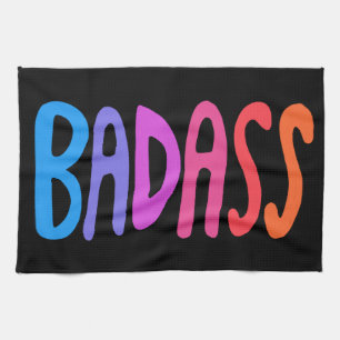 BADASS Colourful Cool & Fun BLACK Tea Towel