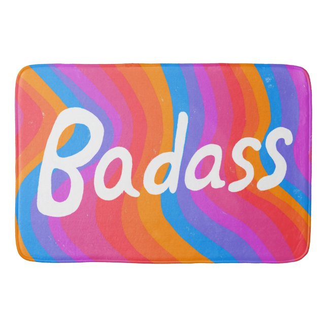 BADASS Colourful Cool & Fun Stripes Bath Mat (Front)