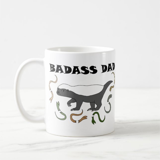 Badass Dad Funny Father's Day gift Honey Badger Coffee Mug (Left)
