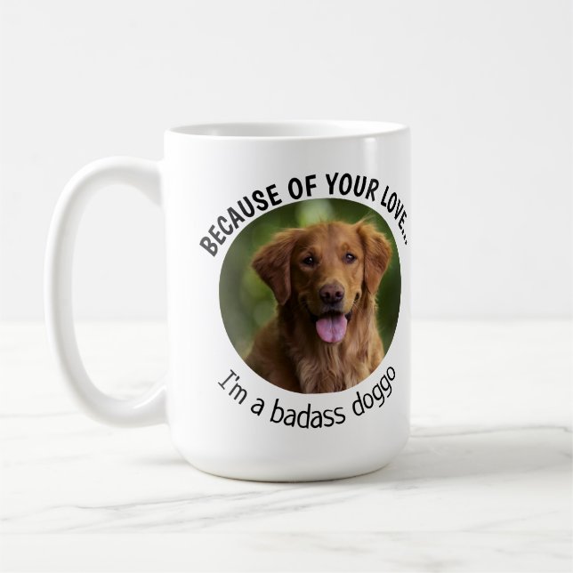 Badass Doggo Fathers Day Custom Photo Coffee Mug (Left)