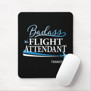 Badass Flight Attendant Personalise Black Mouse Pad