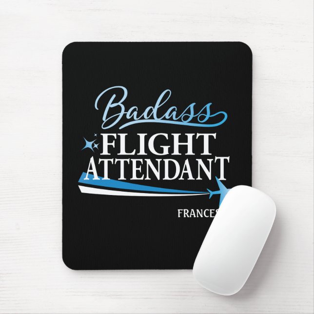 Badass Flight Attendant Personalise Black Mouse Pad (With Mouse)
