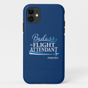 Badass Flight Attendant Personalise Royal iPhone 11 Case