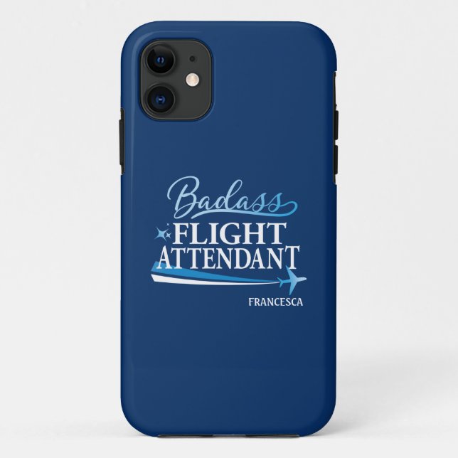Badass Flight Attendant Personalise Royal Case-Mate iPhone Case (Back)