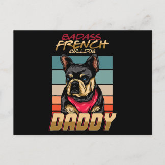 Badass French Bulldog Daddy Holiday Postcard