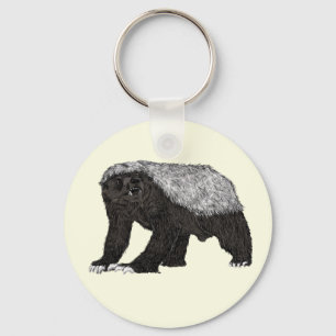 Badass Honey Badger Fearless Attitude Animal Art Key Ring