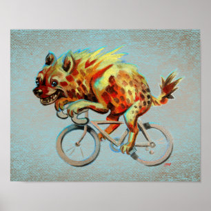 Badass Hyena Riding A Bicycle Poster