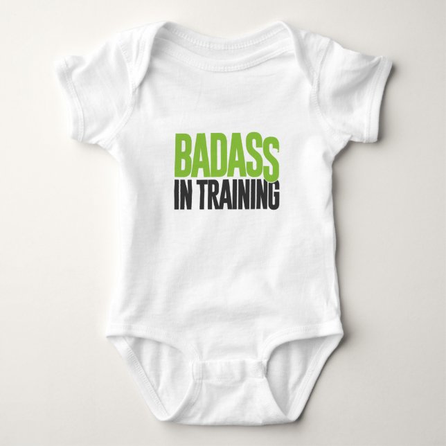 Badass in training baby bodysuit (Front)