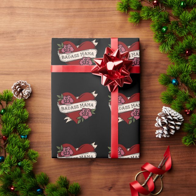 Badass Mama Tattoo Flash Wrapping Paper (Holiday Gift)