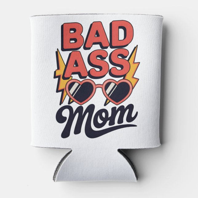 Badass Mum Funny Summer Retro Sunglasses Can Cooler (Front)