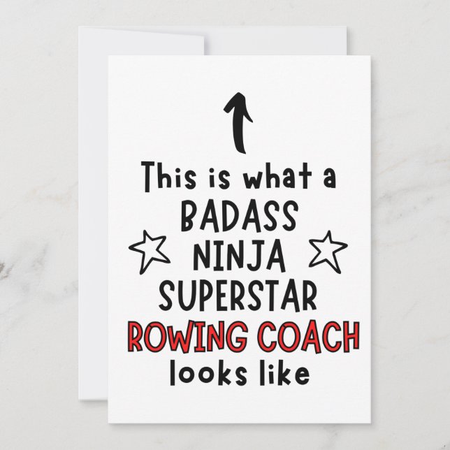 Badass, Ninja, Superstar, rowing coach Card (Front)