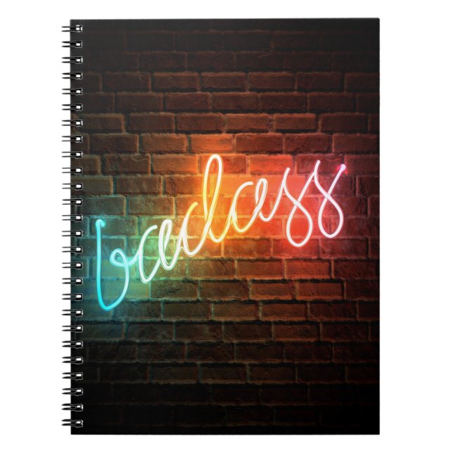 Badass Rainbow Neon Sign Notebook (Front)