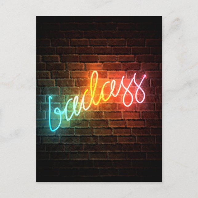 Badass Rainbow Neon Sign Postcard (Front)