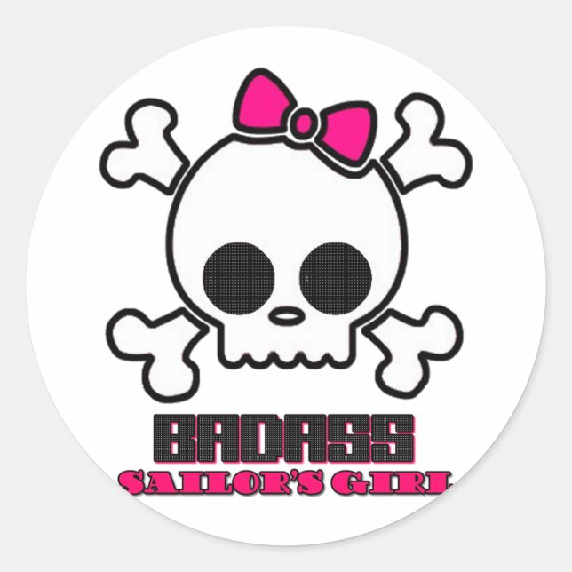 Badass Sailor's Girl Classic Round Sticker (Front)