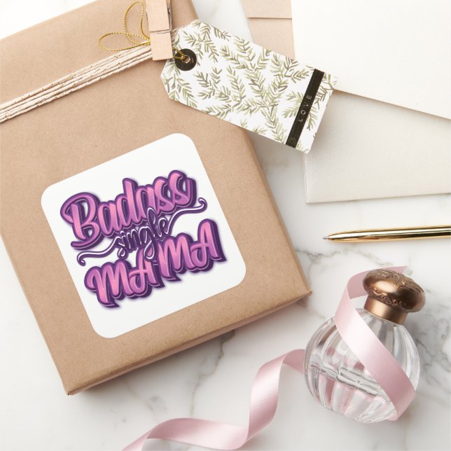 Badass Single Mama Square Sticker (Gifting)