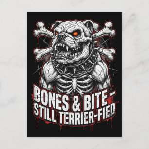 Badass Skeleton Bulldog Gothic Postcard