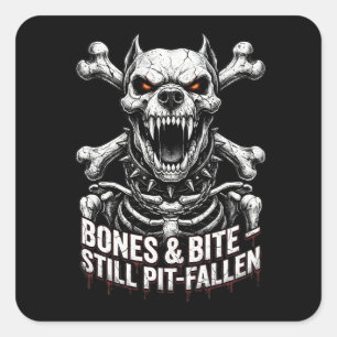 Badass Skeleton Bulldog Gothic Skull Square Sticker