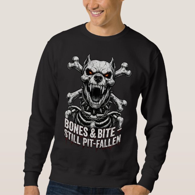 Badass Skeleton Bulldog Gothic Skull Sweatshirt (Front)
