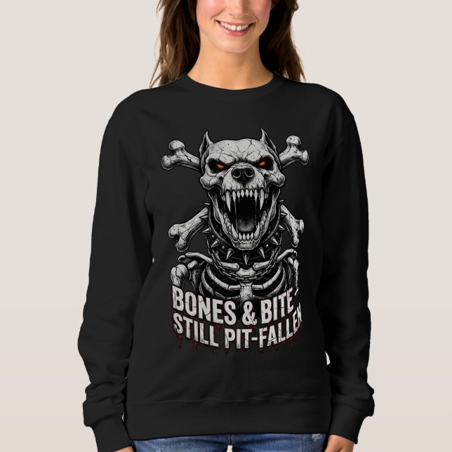 Badass Skeleton Bulldog Gothic Skull Sweatshirt (Front)