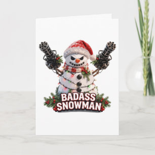 Badass Snowman Christmas Action Card