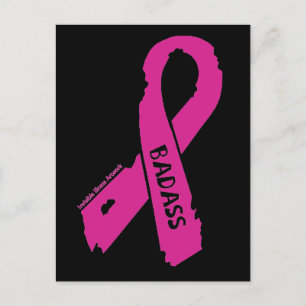 Badass/ torn ribbon...Breast Cancer Postcard