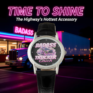 Badass Trucker Chick Pink Power Watch
