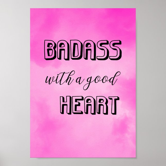 Badass woman quote typography with pink background poster (Front)