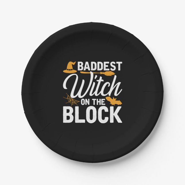 Baddest Witch On The Block Paper Plate (Front)