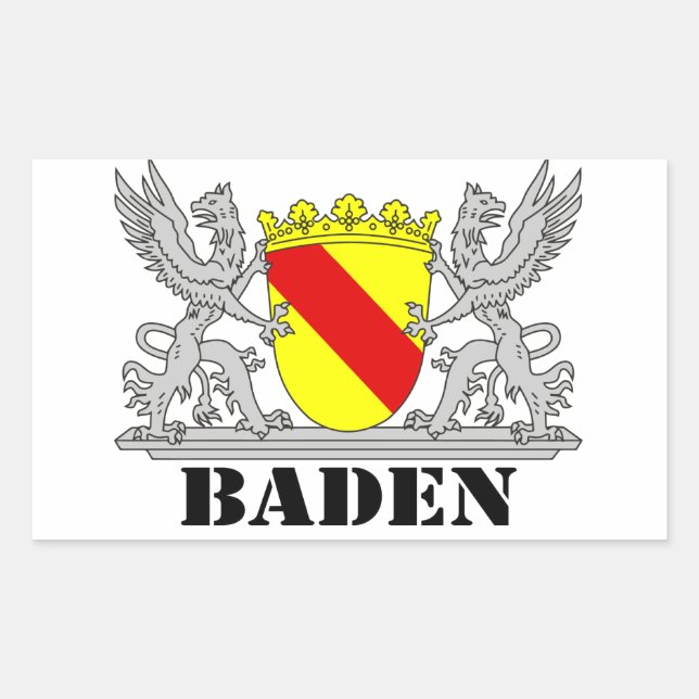 Baden Coat of Arms with writing Rectangular Sticker (Front)
