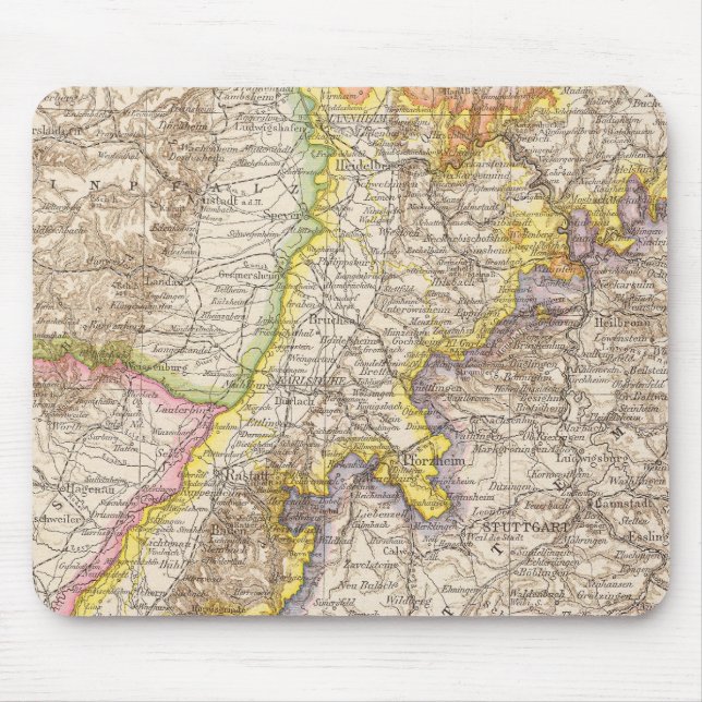 Baden Germany Atlas Map Mouse Pad (Front)