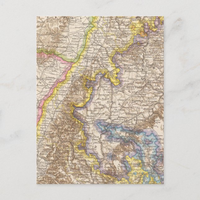 Baden Germany Atlas Map Postcard (Front)