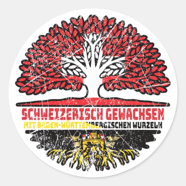 Baden-Württemberg Schweizer Schweiz Baum Classic Round Sticker (Front)