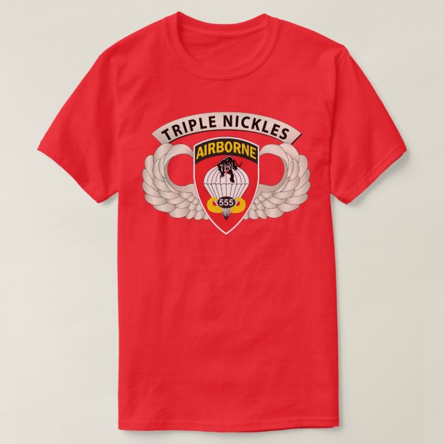 Badge 555th Parachute Infantry Bn SSI w Triple NIc T-Shirt (Design Front)