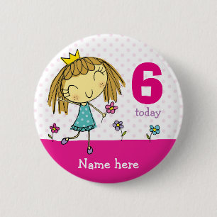 ♥ BADGE ♥ Birthday Pink Princess any age & name