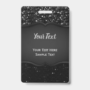 Badge Black Crystal Bling Strass ID Badge