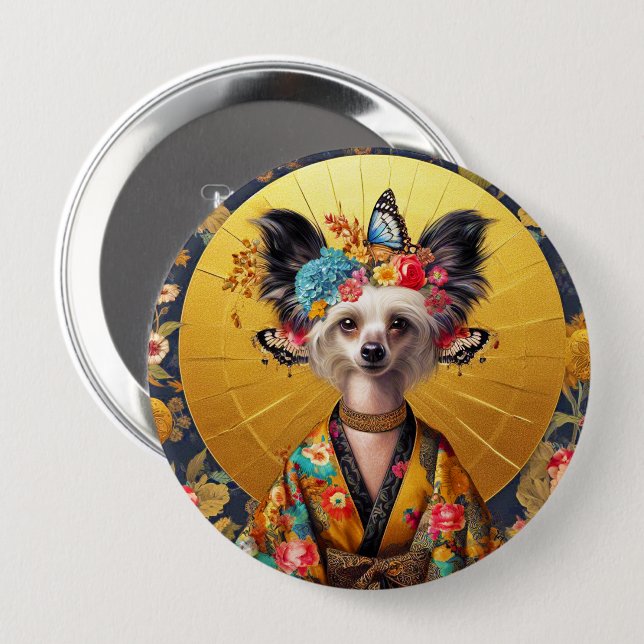 Badge Chinese Crested Dog Art (Front & Back)