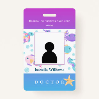 Badge for dentist, hospital member employee, kids ID badge