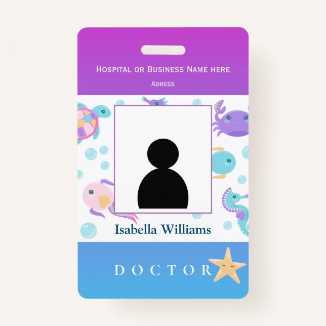 Badge for dentist, hospital member employee, kids ID badge (Front)