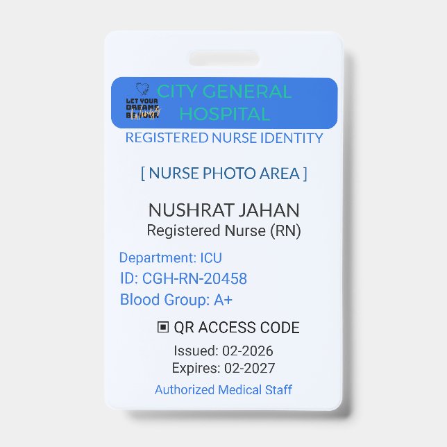 Badge Identification RN Nurse | Secure ID Badge (Front)