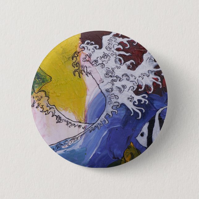Badge of a painting inspired by Hokusai (Front)