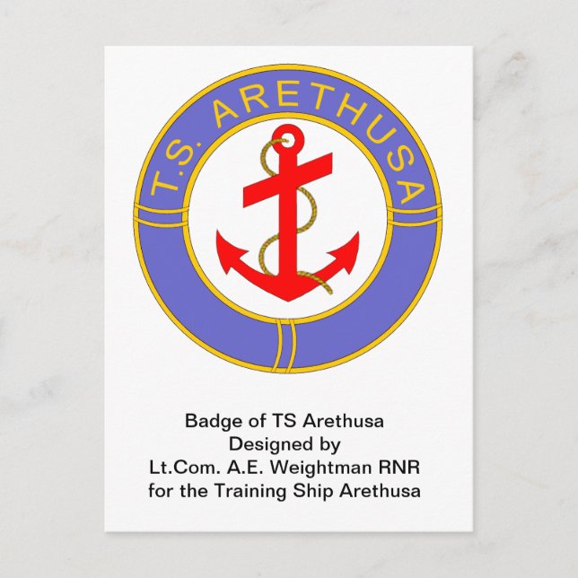 Badge of TS Arethusa Postcard (Front)