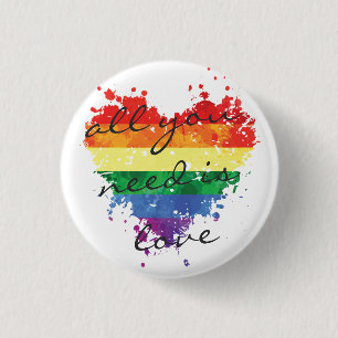 Badge - Rainbow Heart all you need is love